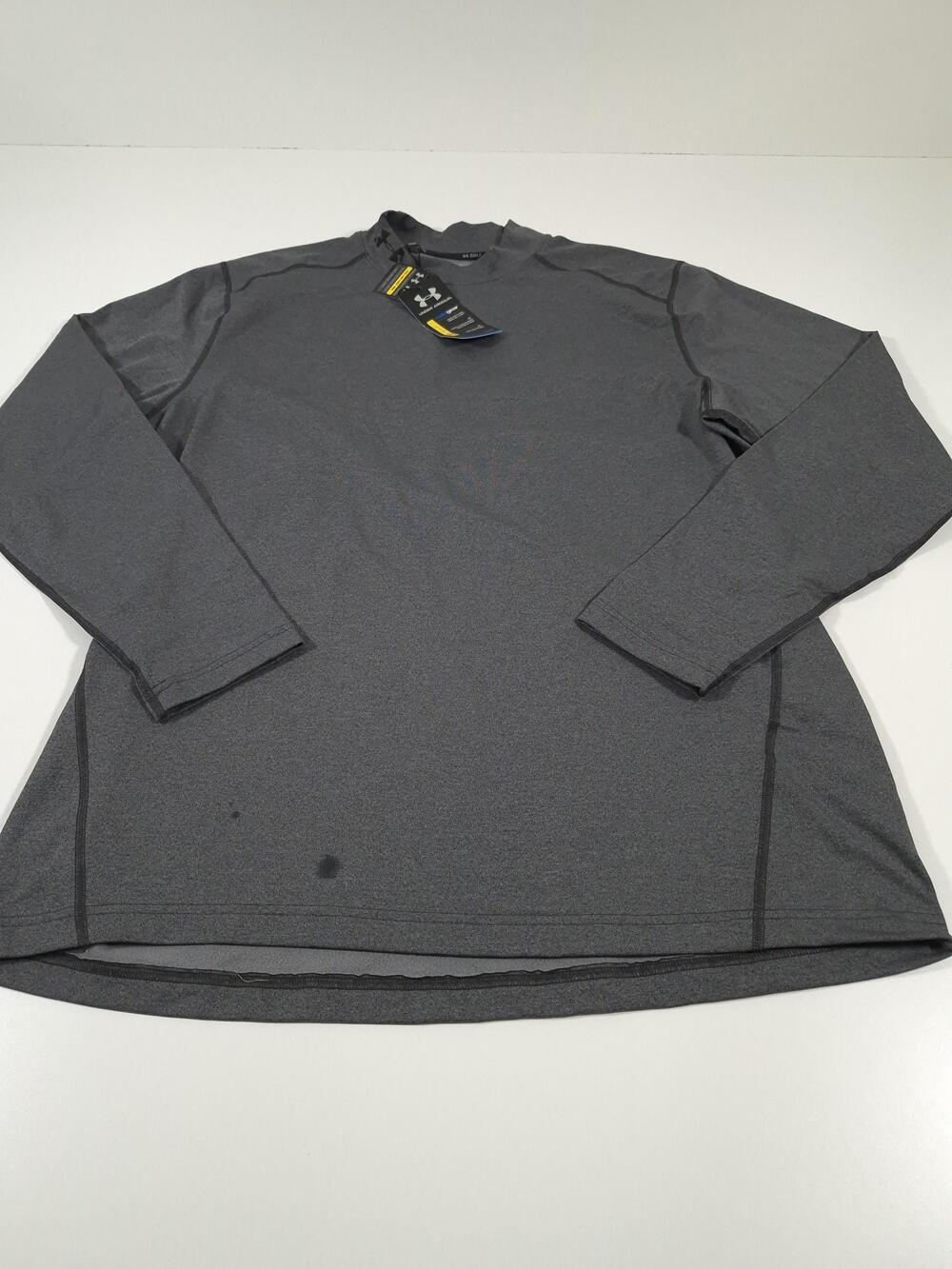 Under Armour ColdGear Shirt Mens 2XL Gray Long Sleeve Fitted Mock Neck Golf FLAW